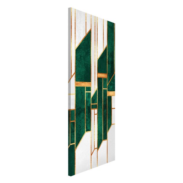 Magnettafel - Emerald und Gold Geometrie - Panorama Hochformat