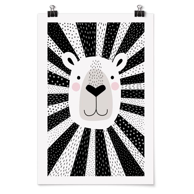 Poster Tiere Tierpark mit Mustern - Löwe