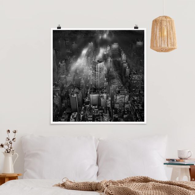 Poster - Sonnenlicht über New York City - Quadrat 1:1