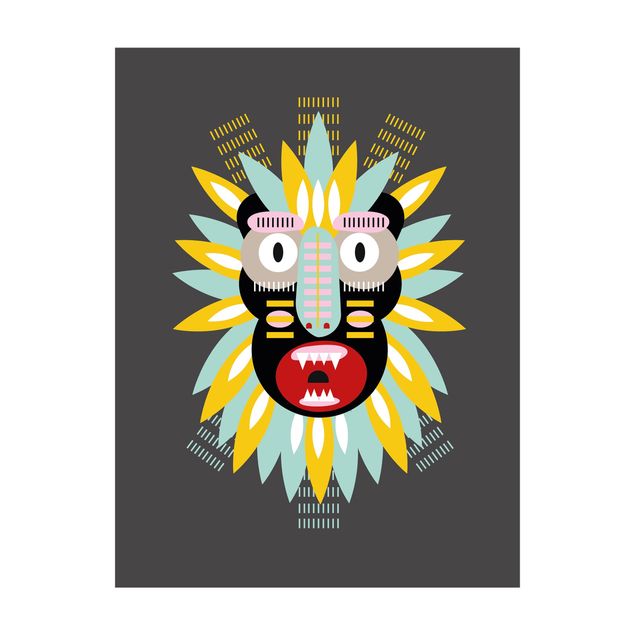 Teppich bunt Collage Ethno Maske - King Kong