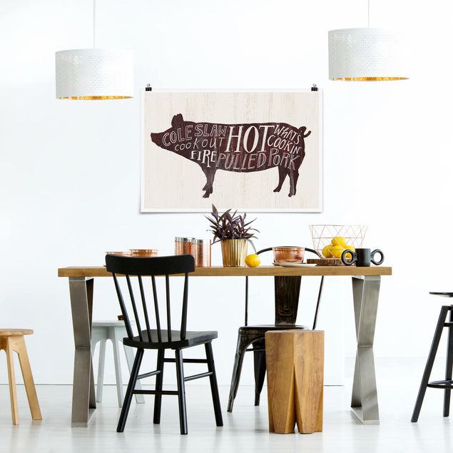 Poster mit Sprüchen Bauernhof BBQ - Schwein