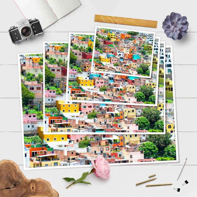 Poster - Farbige Häuserfront Guanajuato - Querformat 3:4