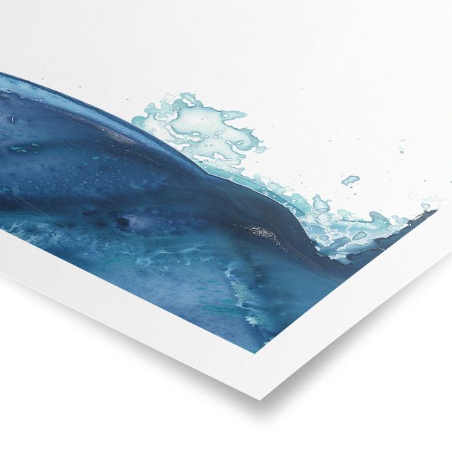 Poster bestellen Welle Aquarell Blau II