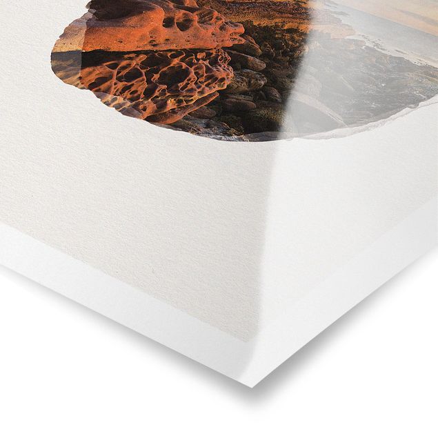 Poster - Wasserfarben - Tarbat Ness Meer & Leuchtturm bei Sonnenuntergang - Hochformat 4:3