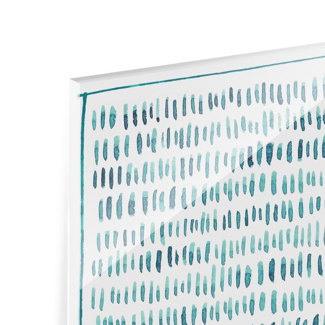 Spritzschutz Glas - Aquarell Struktur in Mint mit Rahmen - Quadrat 1:1
