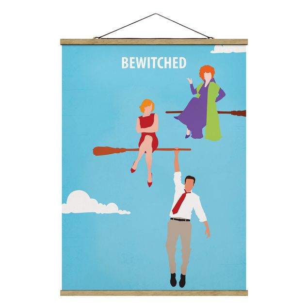 Stoffbild mit Posterleisten - Filmposter Bewitched - Hochformat 3:4