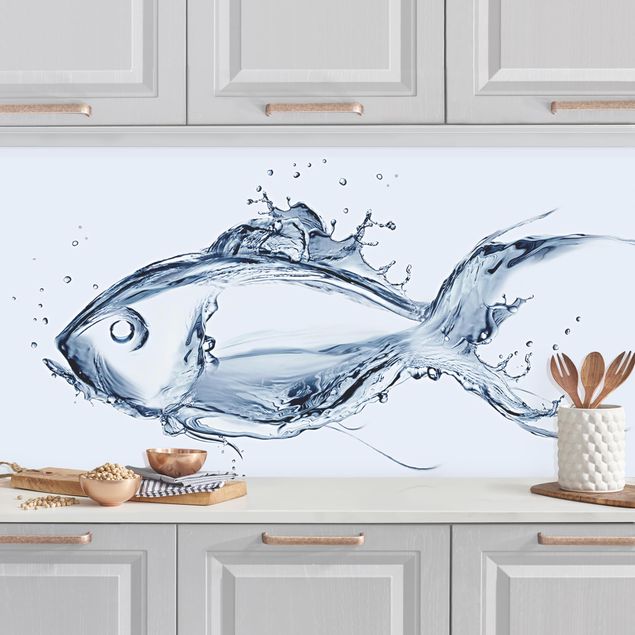 Platte Küchenrückwand Liquid Silver Fish II