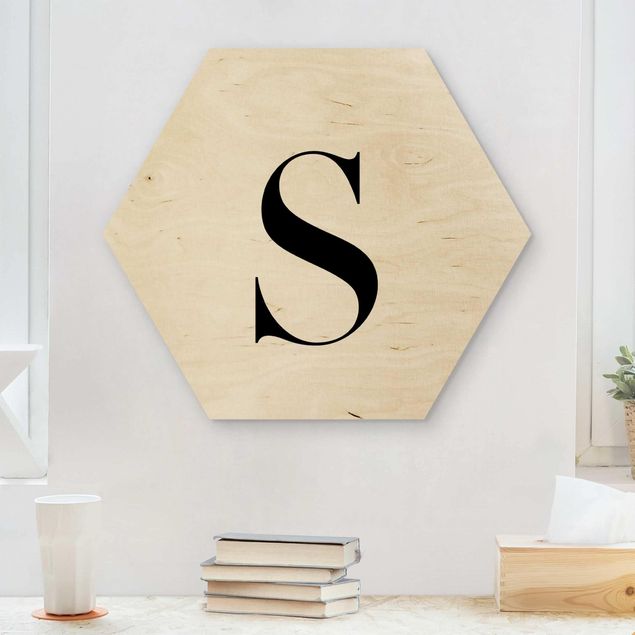 Holzbilder Buchstabe Serif Weiß S
