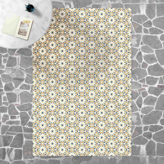 Teppich für Balkon Orientalisches Muster mit gelben Sternen