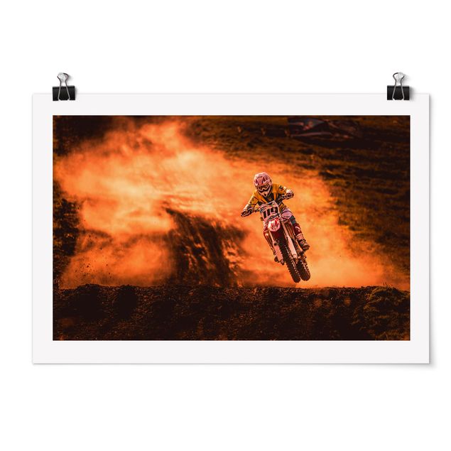 Poster - Motocross im Staub - Querformat 2:3