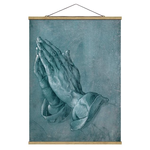 Stoffbild mit Posterleisten - Albrecht Dürer - Studie zu Betende Hände - Hochformat 3:4