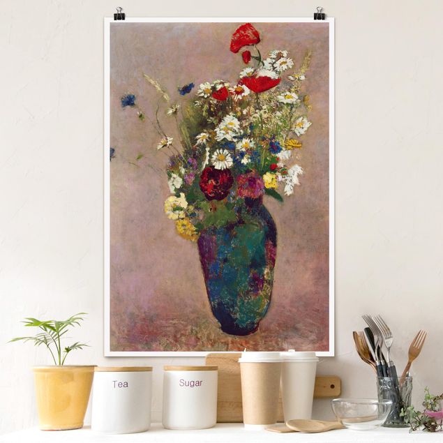 Poster - Odilon Redon - Blumenvase mit Mohn - Hochformat 3:2
