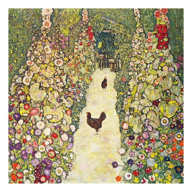 Spritzschutz Künstler Gustav Klimt - Gartenweg mit Hühnern