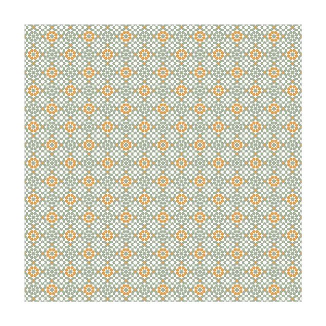 bunter Teppich Orientalisches Muster mit gelben Blüten