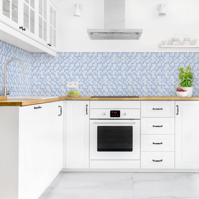 Wandpaneele Küche Mosaikfliesen Hellblau