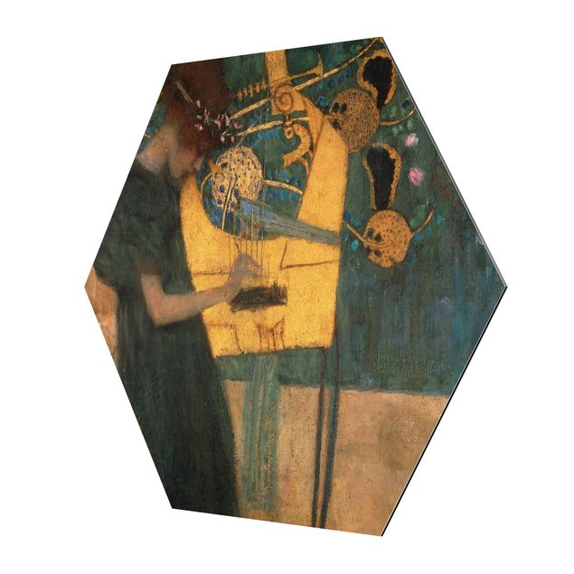 Hexagon Bild Alu-Dibond - Gustav Klimt - Die Musik