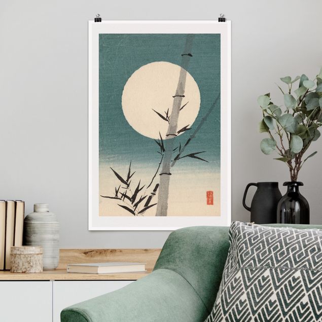 XXL Poster Japanische Zeichnung Bambus und Mond