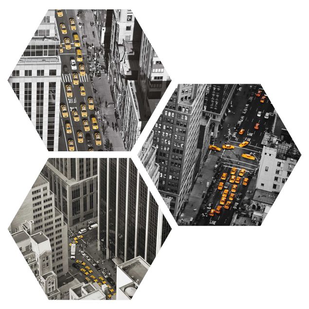 Hexagon Bild Forex 3-teilig - New York Taxis