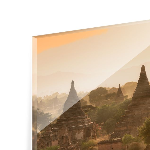 Spritzschutz Glas - Sonnenuntergang über Bagan - Panorama 5:2