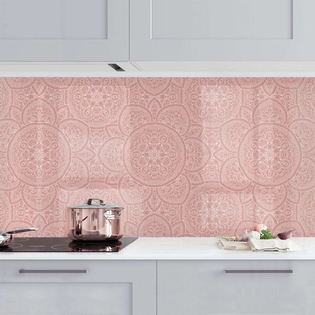 Platte Küchenrückwand Große Mandala Muster in Altrosa