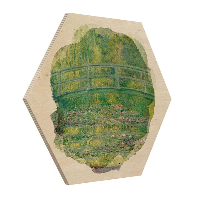 Bilder auf Holz Wasserfarben - Claude Monet - Japanische Brücke