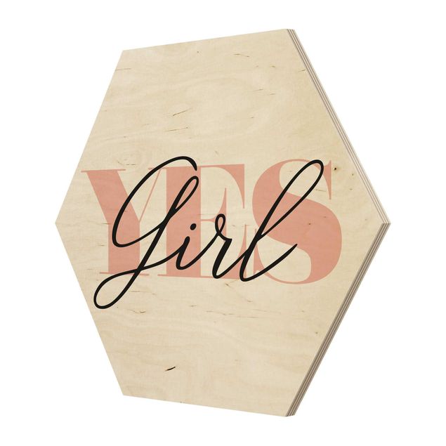 Hexagon Bild Holz - YES Girl