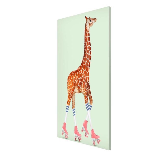 Magnettafel - Jonas Loose - Giraffe mit Rollschuhen - Memoboard Hochformat 4:3