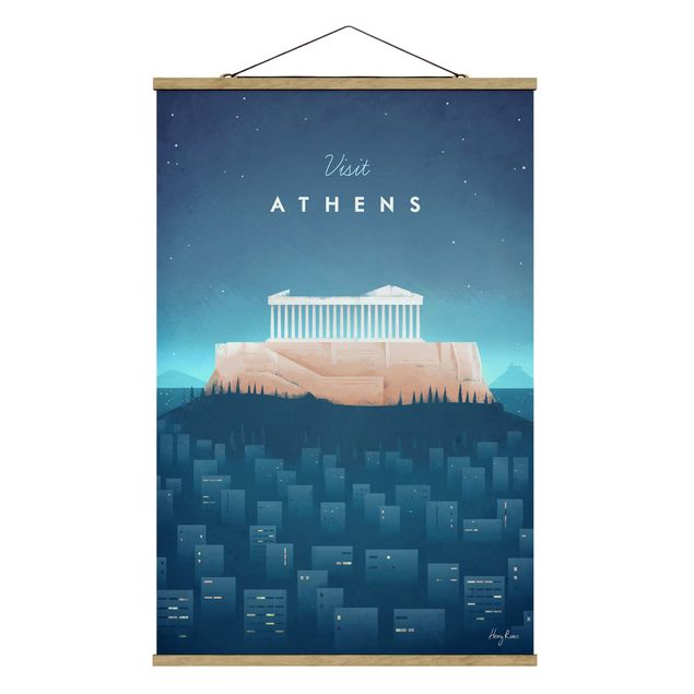Stoffbild mit Posterleisten - Reiseposter - Athen - Hochformat 2:3
