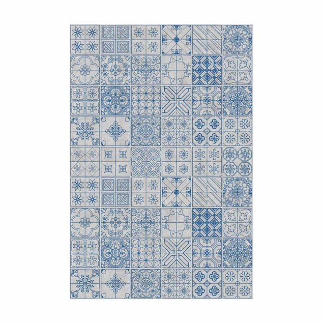 Blauer Teppich Fliesenmuster Coimbra blau