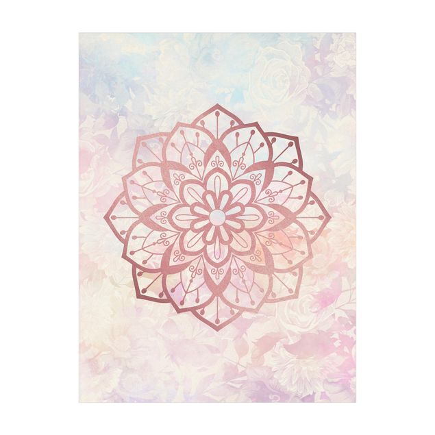 Teppich rosa Mandala Illustration Blüte rose pastell