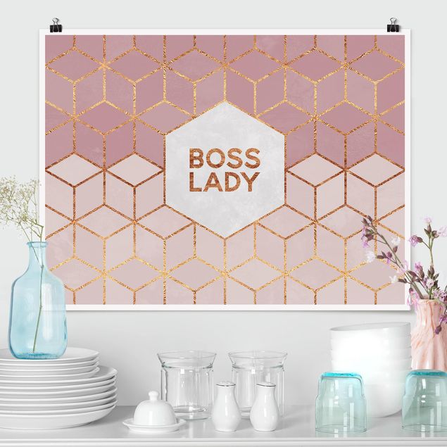 Poster - Boss Lady Sechsecke Rosa - Querformat 3:4