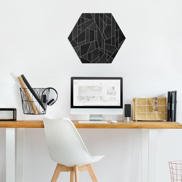 Hexagon Bild Forex - Schwarz Weiß Geometrie Aquarell