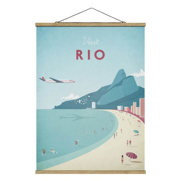 Stoffbild mit Posterleisten - Reiseposter - Rio de Janeiro - Hochformat 3:4