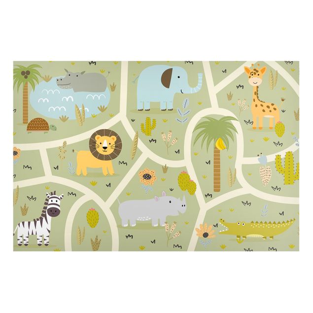 Magnettafel - Spielteppich Safari - Die große Vielfalt der Tiere - Hochformat 3:2