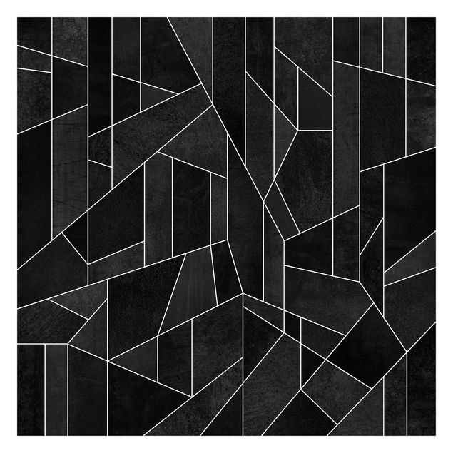 Fototapete - Schwarz Weiß Geometrie Aquarell - Fototapete Quadrat