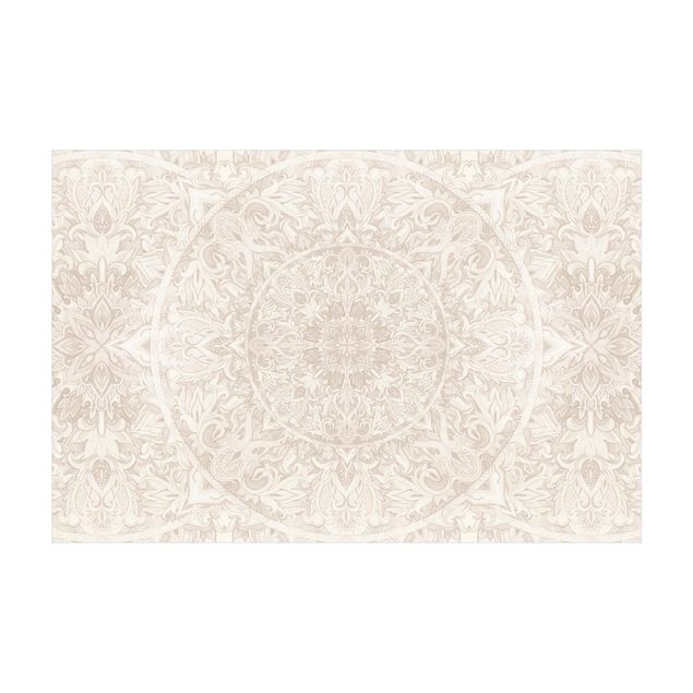 Teppich beige Mandala Aquarell Muster Ornament beige