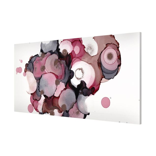 Magnettafel - Pink-Beige Tropfen mit Roségold - Panorama Querformat