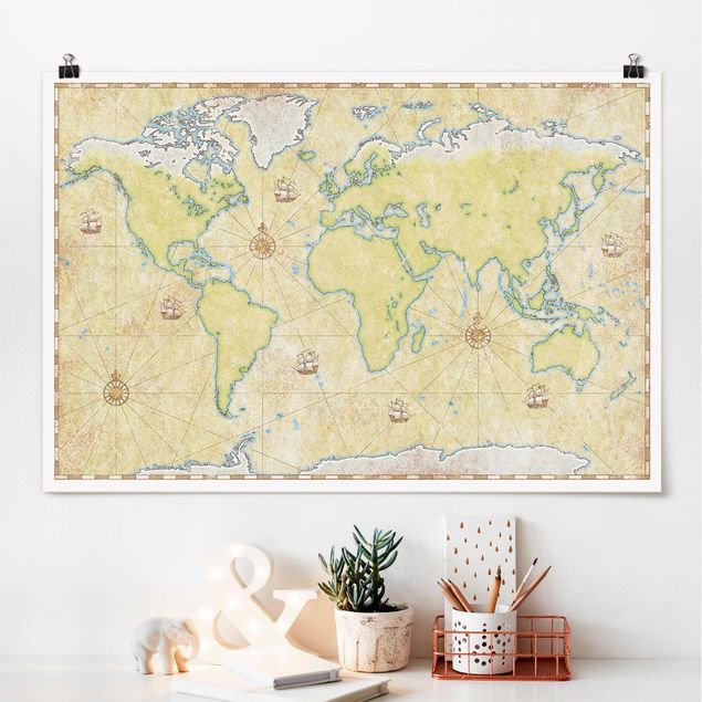 Wand Poster XXL World Map