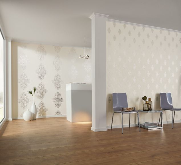 Tapeten mit Muster Architects Paper Luxury wallpaper in Weiß Blau Metallic - 319461