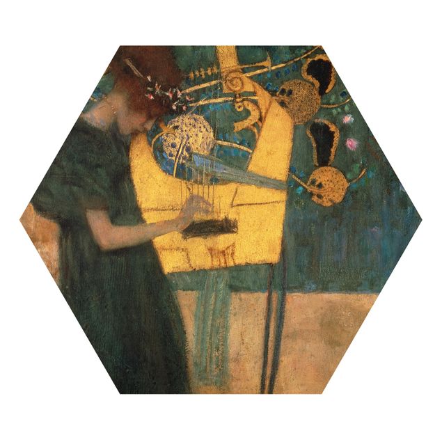 Hexagon Wandbild Gustav Klimt - Die Musik