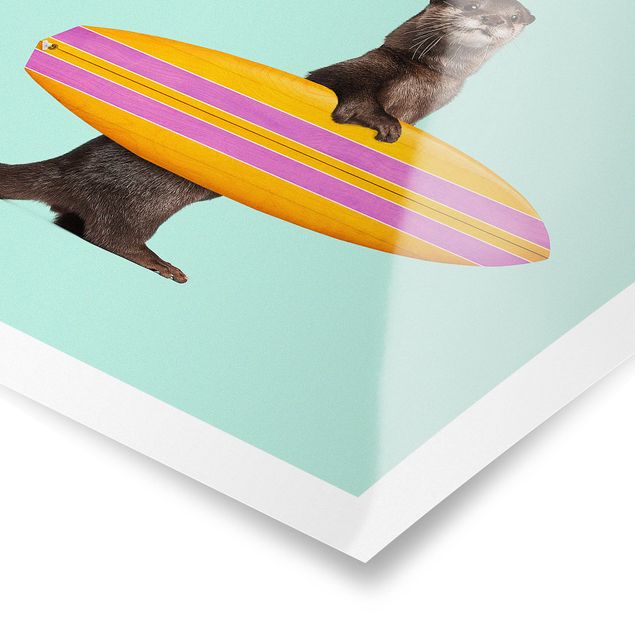 schöne Bilder Otter mit Surfbrett