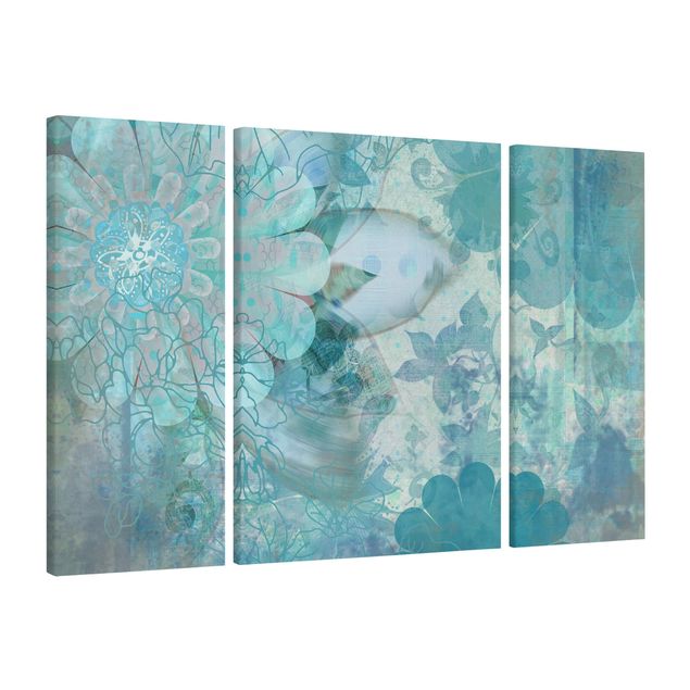 Leinwandbild 3-teilig - Winterblumen - Triptychon