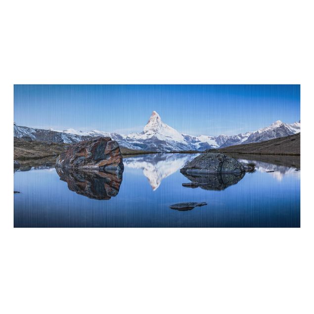 Alu-Dibond - Stellisee vor dem Matterhorn - Hochformat