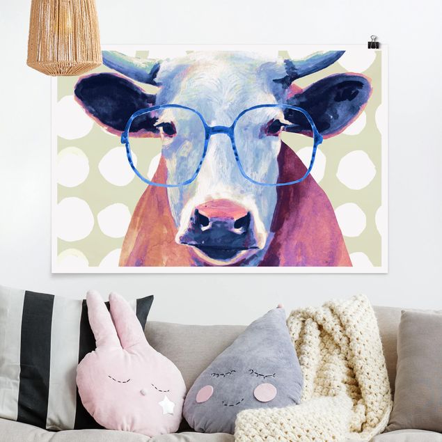 Poster Kühe Bebrillte Tiere - Kuh
