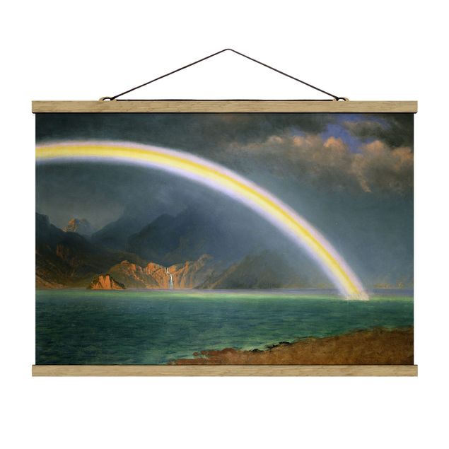 Stoffbild mit Posterleisten - Albert Bierstadt - Regenbogen über Jenny Lake - Querformat 3:2