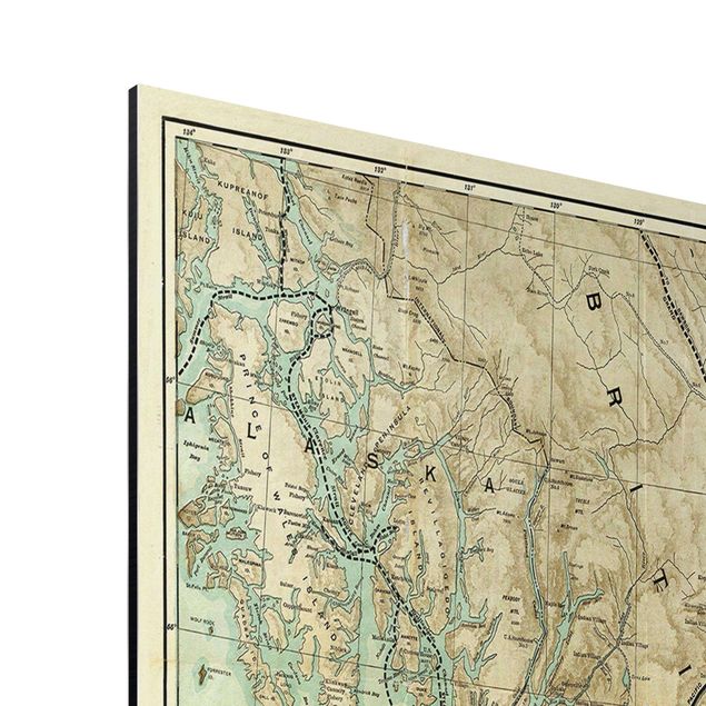 Alu-Dibond - Vintage Karte British Columbia - Querformat