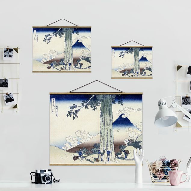 Stoffbild mit Posterleisten - Katsushika Hokusai - Mishima Pass in der Provinz Kai - Querformat 4:3
