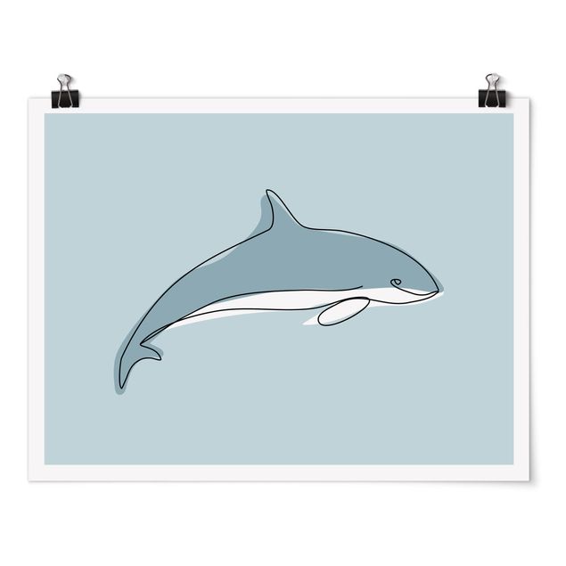 Moderne Poster Delfin Line Art