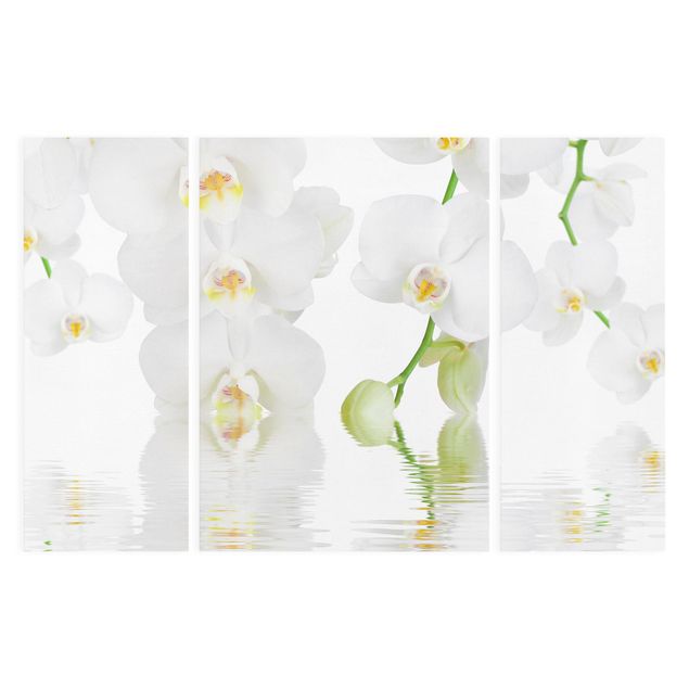Leinwandbild 3-teilig - Wellness Orchidee - Weiße Orchidee - Triptychon