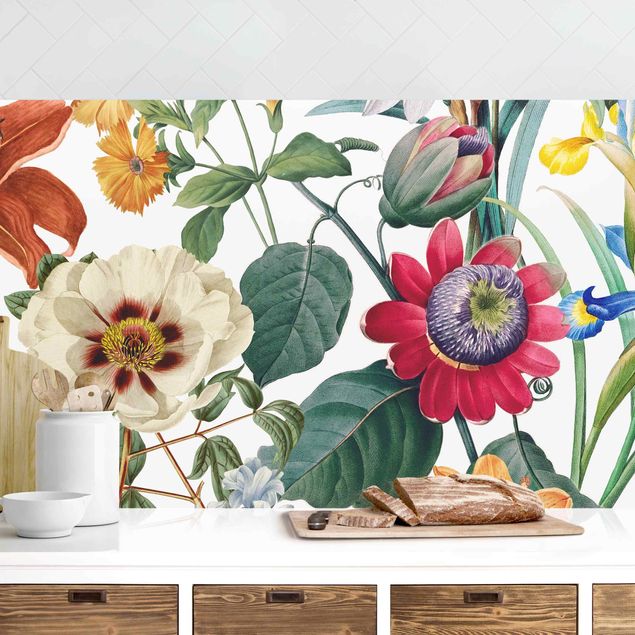 Platte Küchenrückwand Farbenfrohe Blumenpracht